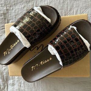 Matisse Brown Croc Slide Sandals